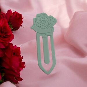 Rose Shaped Green Bookmark